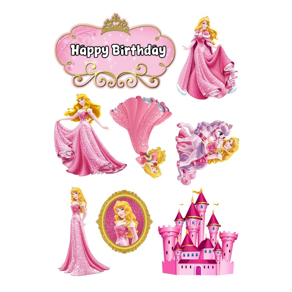 Topper Cake Princess Disney Custom Nama Karakter | Topper AURORA Disney Princess