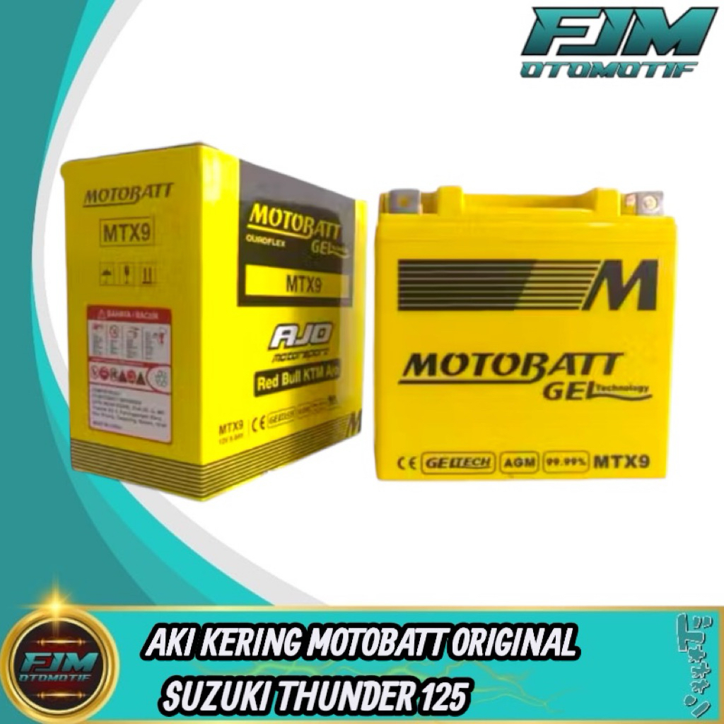 Aki Kering Motobatt Gel MTX9 12Vol-9AH/10HR Thunder 125 Thunder 250 Bajaj Pulsar 180,200NS TVS Origi