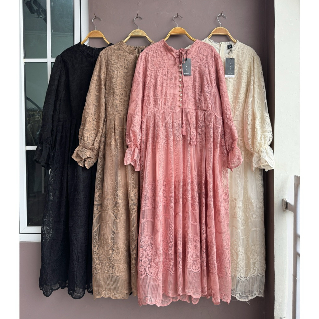 gamis dusty maxi, dress lfy premium, dress mewah, gamis lebaran, dress katbol