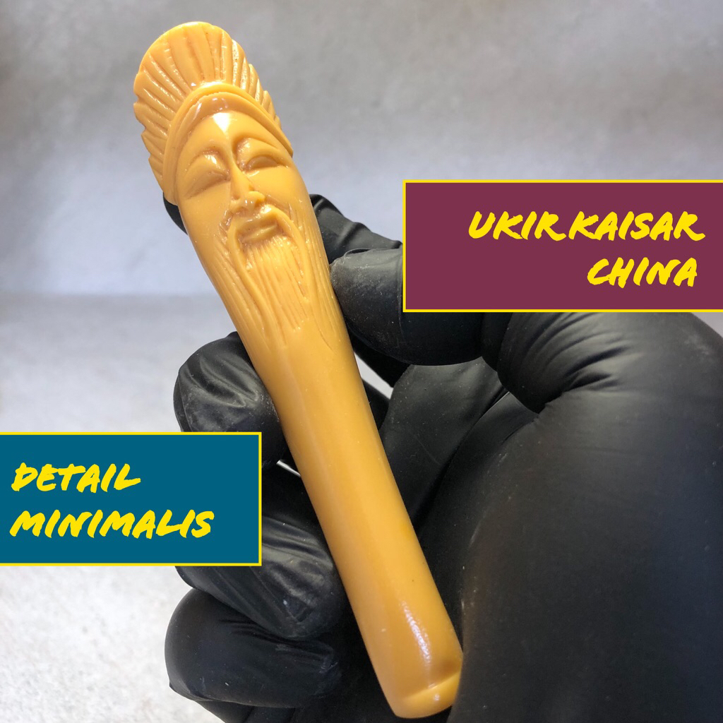 Pipa Rokok Ukir Oriental Kaisar China Tulang Impor