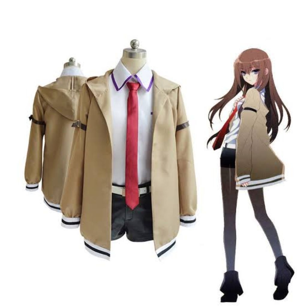 Steins gate makise kurisu kosplay kostum