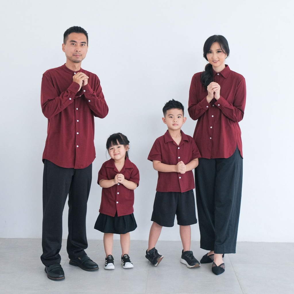 Isla Nico Family Maroon - Maroon - Set Pakaian Keluarga - Baju Couple - Baju Keluarga - Baju Imlek -
