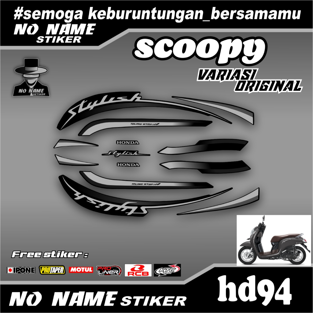 stiker striping motor honda scoopy stylish (hd94 ori) 2017 2018 2019 2020 scoopy