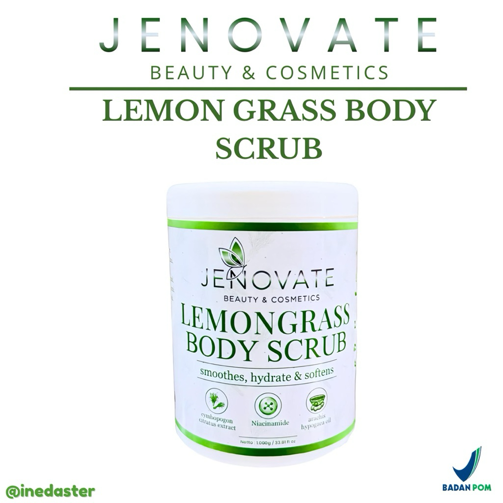 Body scrub Jenovate Lemongrass by Jenem Glow isi 1000gr | Whitening Body Scrub menghaluskan dan memu