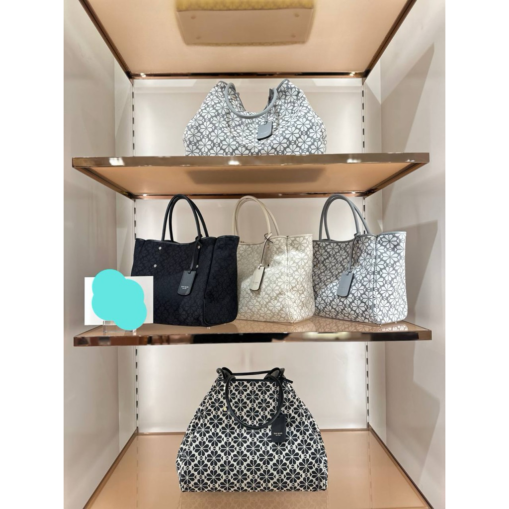 KS SPADE FLOWER JACQUARD MEDIUM EVERYTHING TOTE BAG