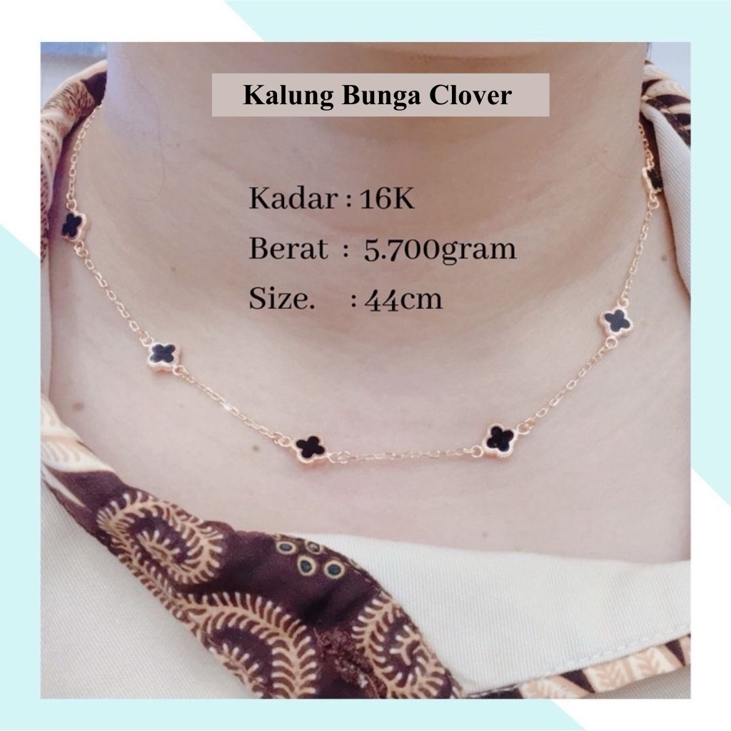 Kalung Emas Clover Bunga Hitam 5.700 Gr