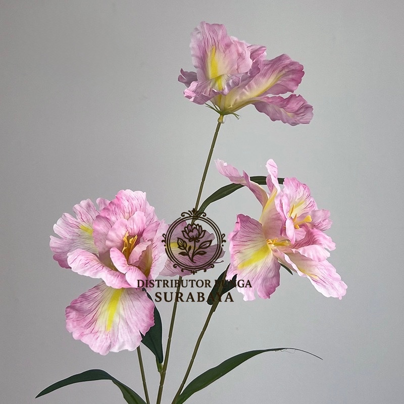 IRIS CABANG 3 BUNGA PALSU IRIS ARTIFICIAL FLOWER BAHAN KAIN JUMBO 15CM HIASAN PELAMINAN DEKORASI WED
