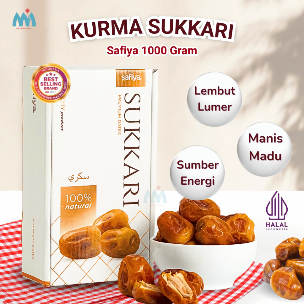 Safiya Kurma Sukari 1 Kg Kurma Raja Lembut Premium Safiya Original