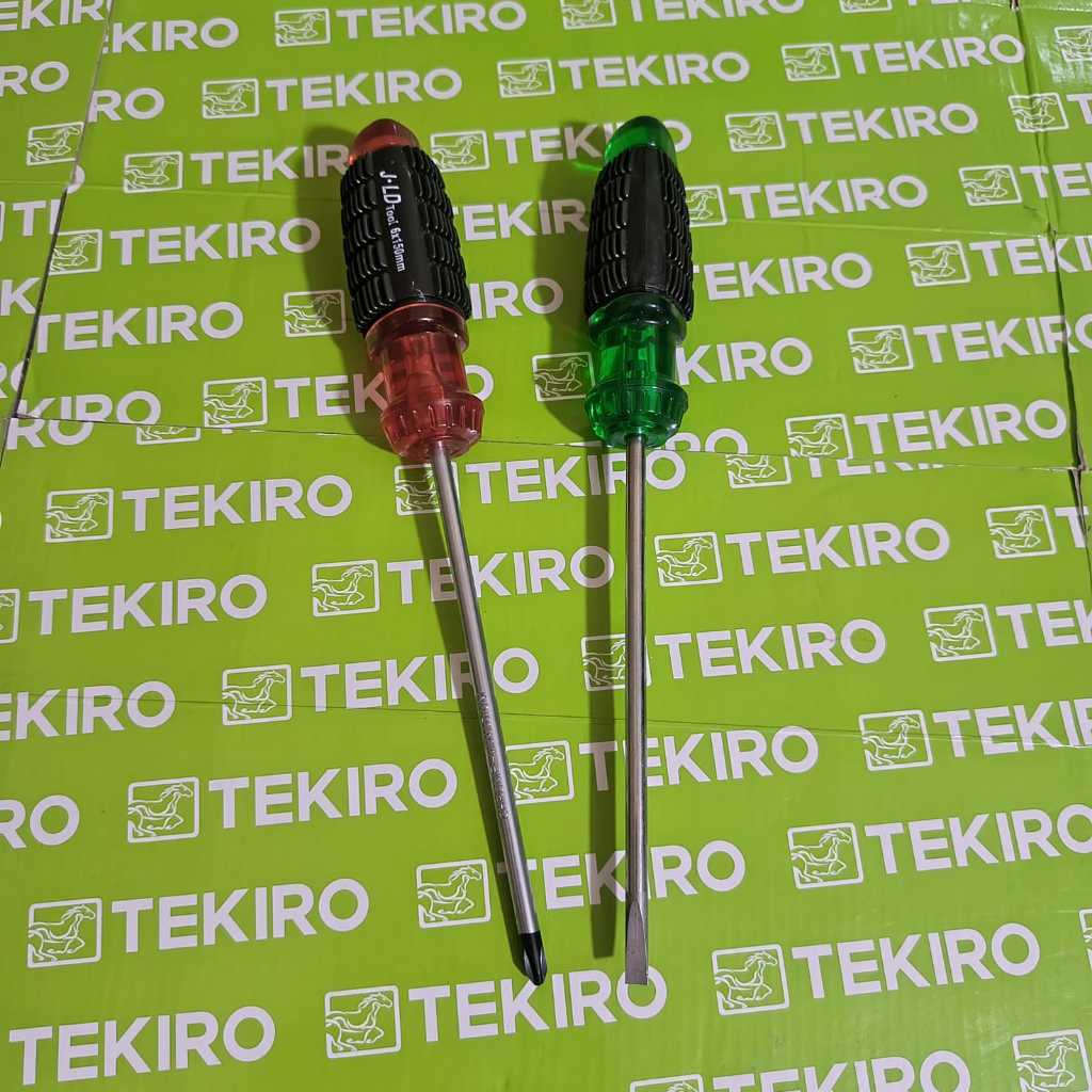 Obeng karet Magnet + Plus /Minus / Obeng Gagang karet / Obeng Panjang Ready Obeng Tekiro 1 Set Lengk