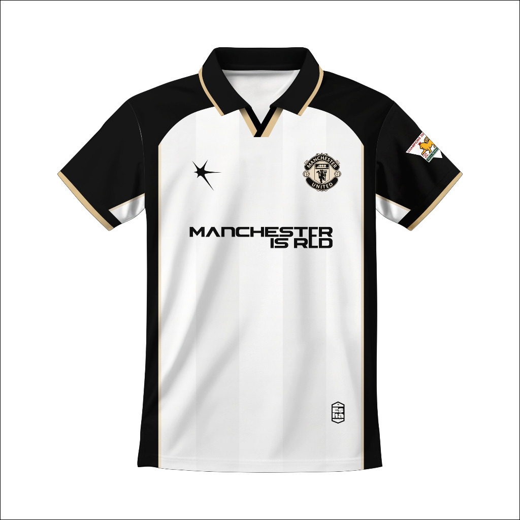 ESHA PREMIUM JERSEY MANCHESTER UNITED BLACK WHITE OVERSIZE BAND BOLA KAOS  BADMINTON CASUAL VINTAGE