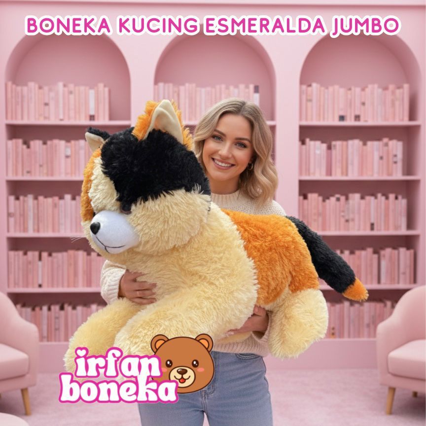 Boneka Kucing Jumbo 1 Meter Esmeralda Raspur Lembut