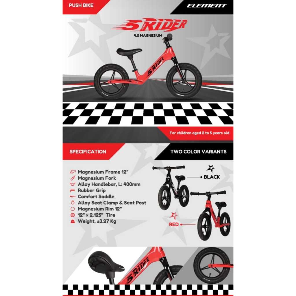 RMB Push Bike Air 5Rider 4.0 MAGNESIUM Push Bike Element 4.0 Magnesium