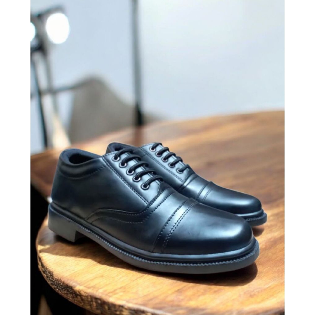 sepatu pdh kulit pria sepatu dinas hitam boot pendek 100%kulit sapi