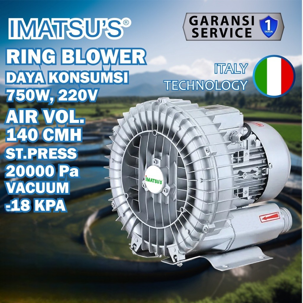 IMATSU'S Ring Blower 750W Air Pump Tambak Kolam Ikan 220V High Pressure Blower
