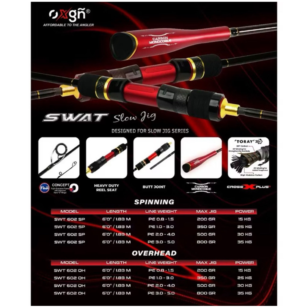 JORAN SPINNING JIGGING OXGN SWAT SLOW JIG 602 PE 3.0-5.0
