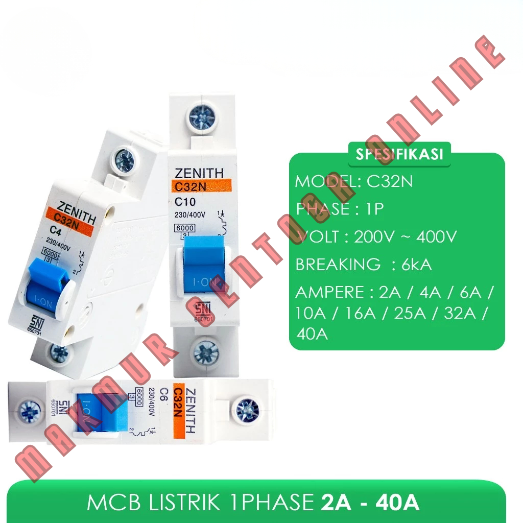 MCB NCB Listrik SNI Sekring ZENITH 1 Phase ( Single Pole ) 2A 4A 6A 10A 16A 20A 25A