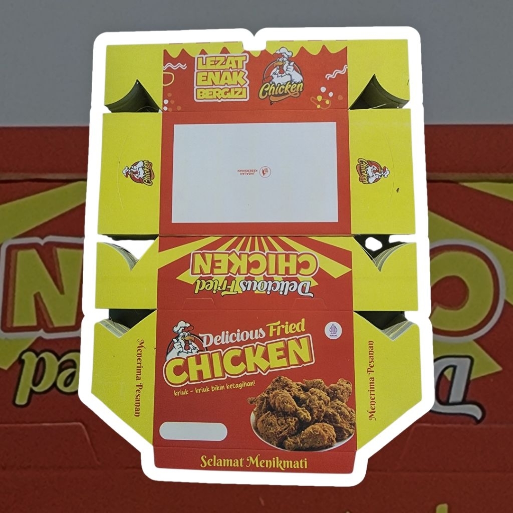 100 PCS KARDUS BOX FRIED CHICKEN/KEMASAN AYAM GORENG/PACKAGING MAKANAN PREMIUM 3 D