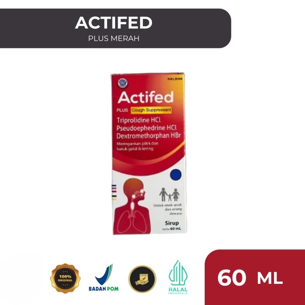 Actifed Plus Merah 60ml - Obat Batuk Kering