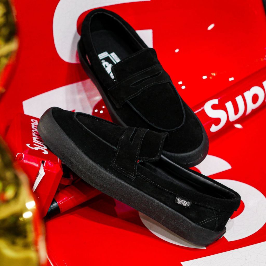 Sepatu Vans Slip On Pro Skate Loafer Suede All Black