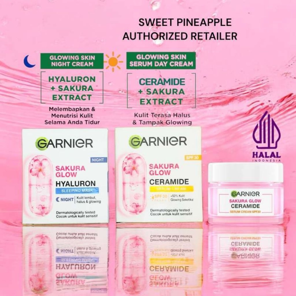 Garnier Sakura Glow Kit Day & Night Cream - Moisturizer Skincare Krim Siang Malam