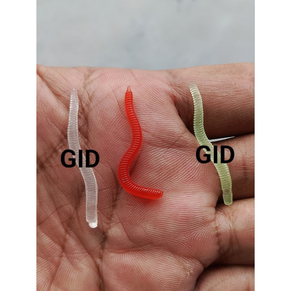Umpan Softlure cacing 1pcs Worm 4cm Straight Tail Lure Ajing Kenyal Pancing Casting