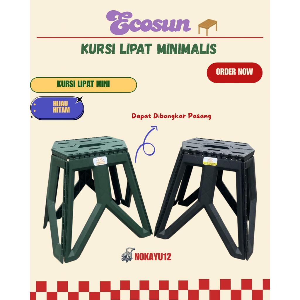 Ecosun - Bangku Duduk Lipat Modular Portable Plastik Kokoh Kursi Outdoor Serbaguna / Kursi Minimalis