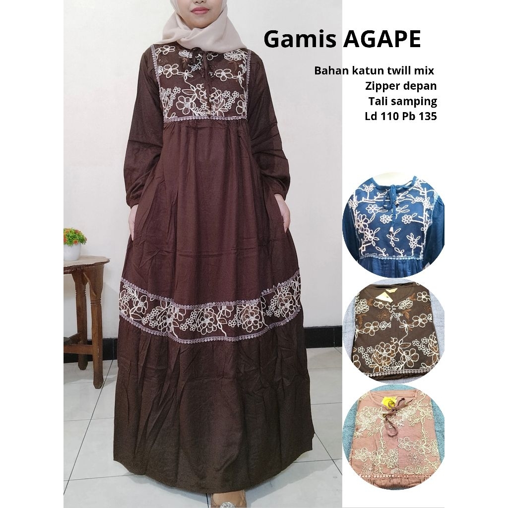 Gamis Dress Katun Twill Bordir