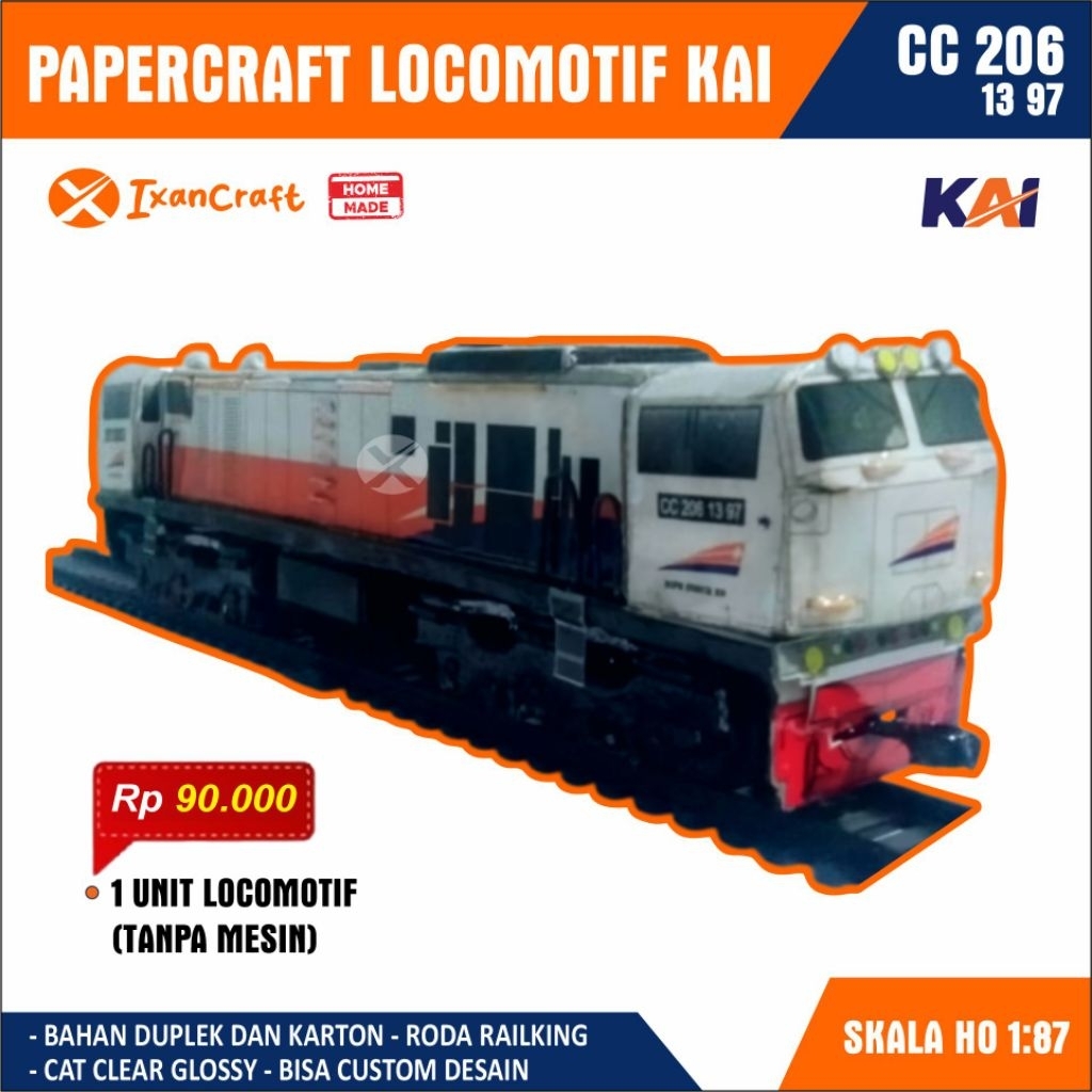 Papercraft lokomotif CC206 (TANPA MESIN)