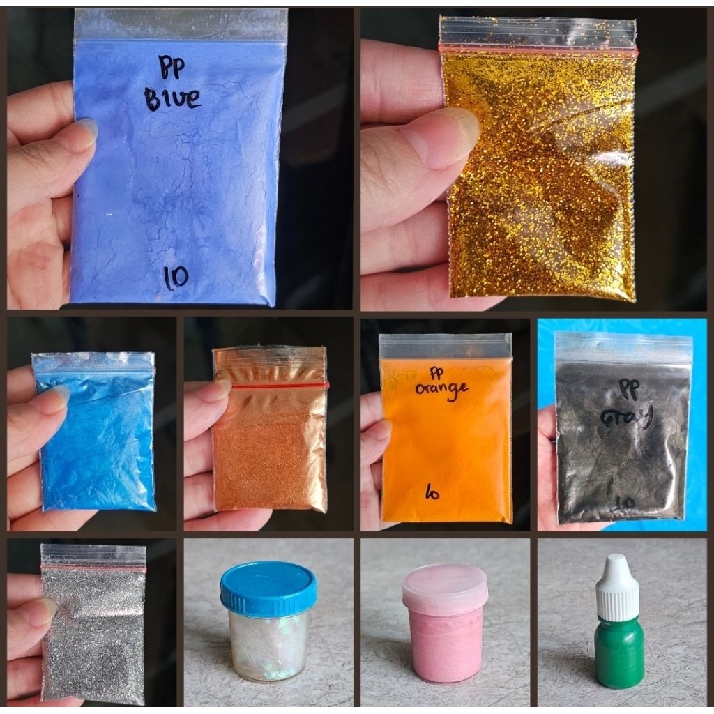 Pigmen Pewarna Mika Powder Serbuk Metalic Resin Art Clay Slime Glitter Silver Gold Hologram Flakes