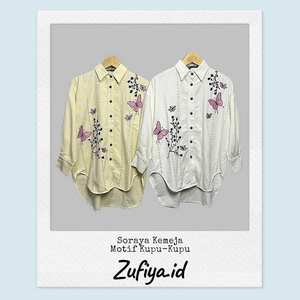 Soraya Kemeja Z@ra , Atasan Kemeja Wanita Bahan Soft Jeans Motif
