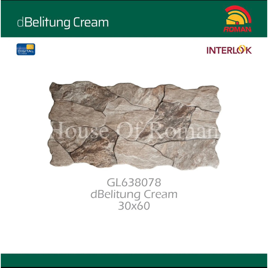 Roman Keramik Interlok 30x60 dBelitung Cream/Keramik Dinding Pagar/Keramik Interlock Roman/Keramik D