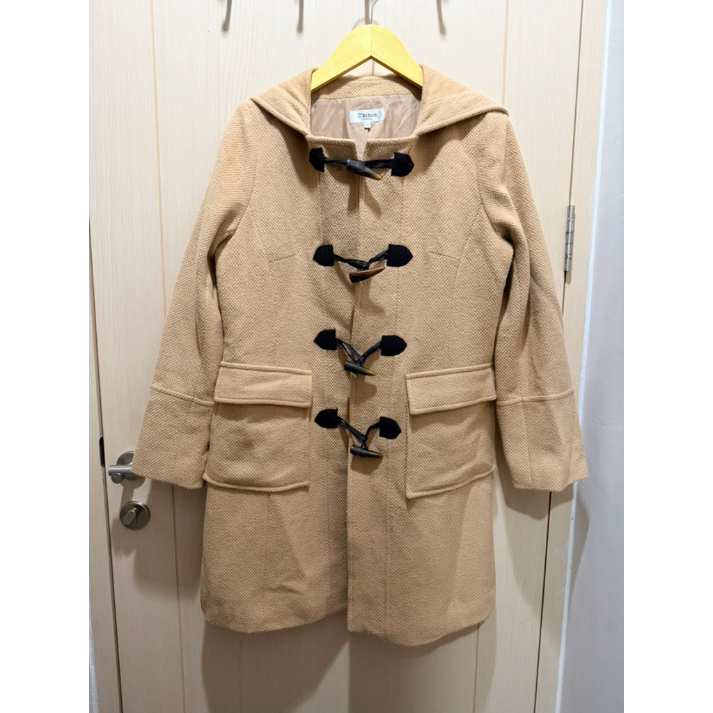 Winter coat angora Kimtan hoodie bertopi coklat cream