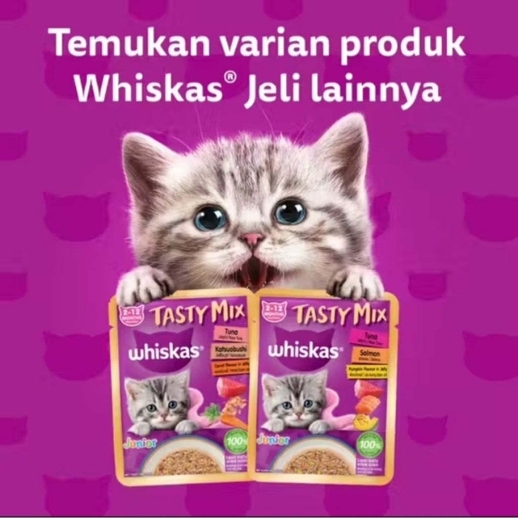 whiskas tasty mix pouch (kitten/junior/anak), whiskas tasty mix wet food (kitten/junior/anak), whisk