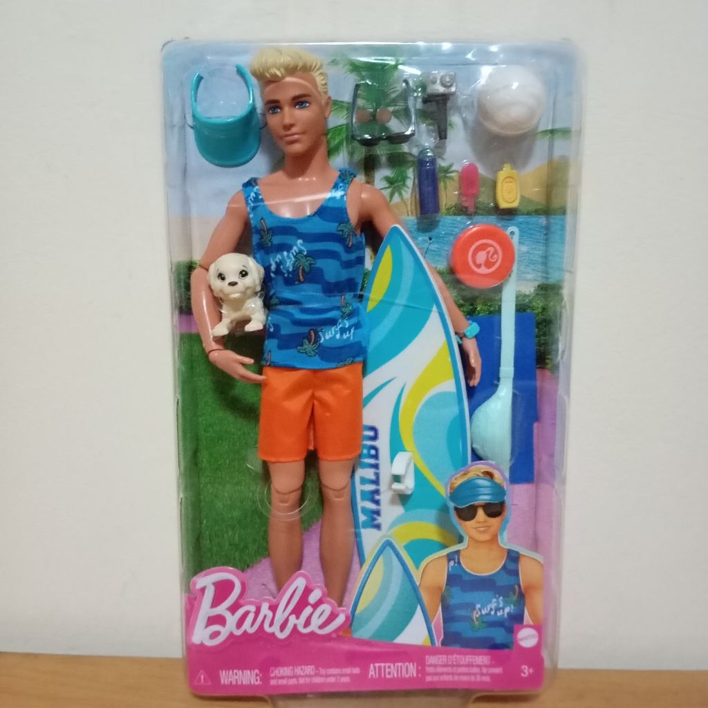 Barbie Ken Malibu Beach Surfer Surfing Guard Playset Toy Kenneth Carson Boy Doll Mtm Made to Move Pi