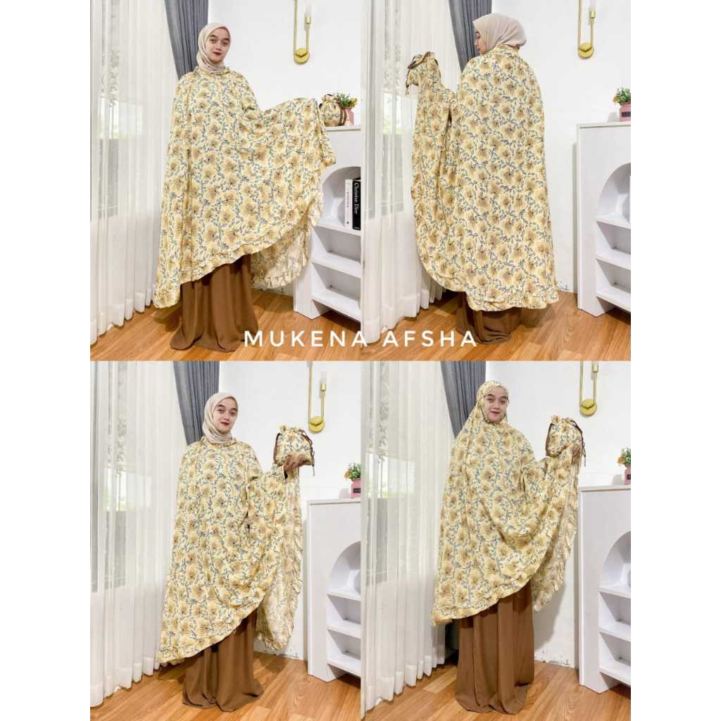 Mukena Dewasa Terbaru 2 in 1 Afsha Prayer Set Mukena Rayon Motif Adem