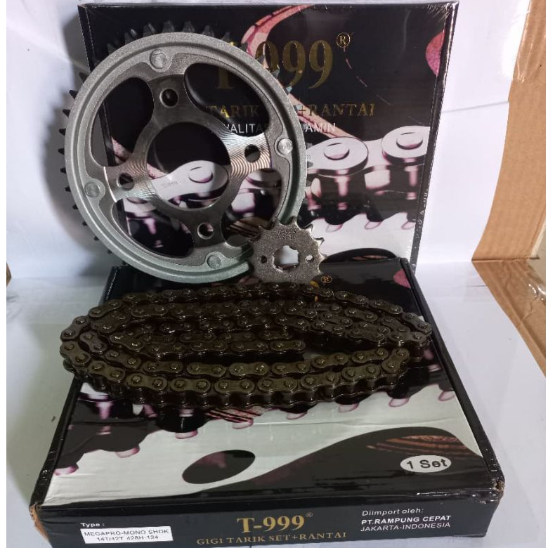 T999 Gir/Gear Paket/Set Komplit Motor Mega Pro mono ( 14T/42T ) 428H-124 Original