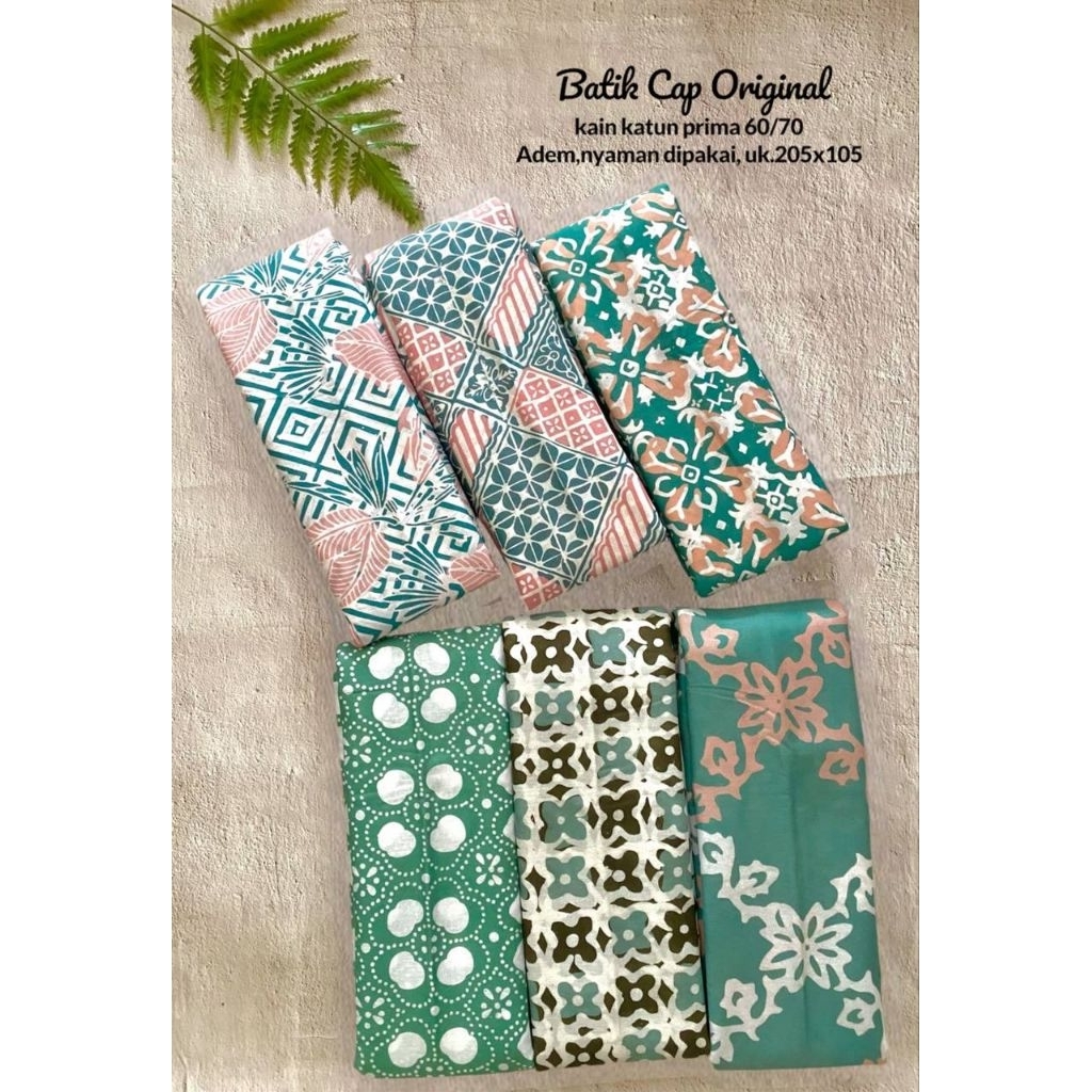 Kain Batik Cap Hijau pastel