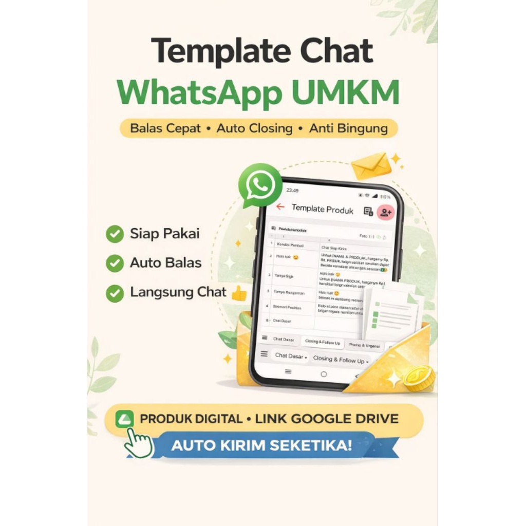 Template Chat WhatsApp UMKM | Auto Balas Chat & Closing | Siap Pakai