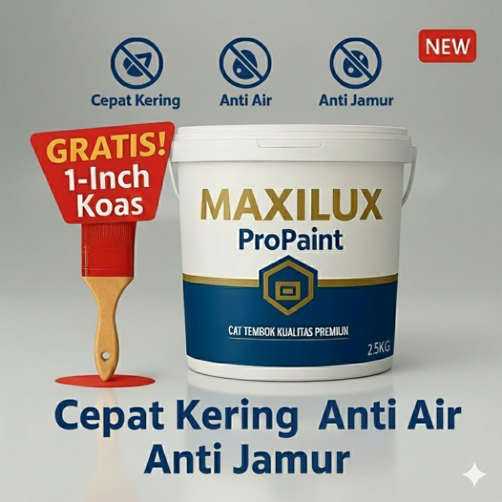 Cat Tembok Maxilux ProPaint 2,5KG | Cat Dinding Premium Cepat Kering Anti Air & Anti Jamur + Gratis 