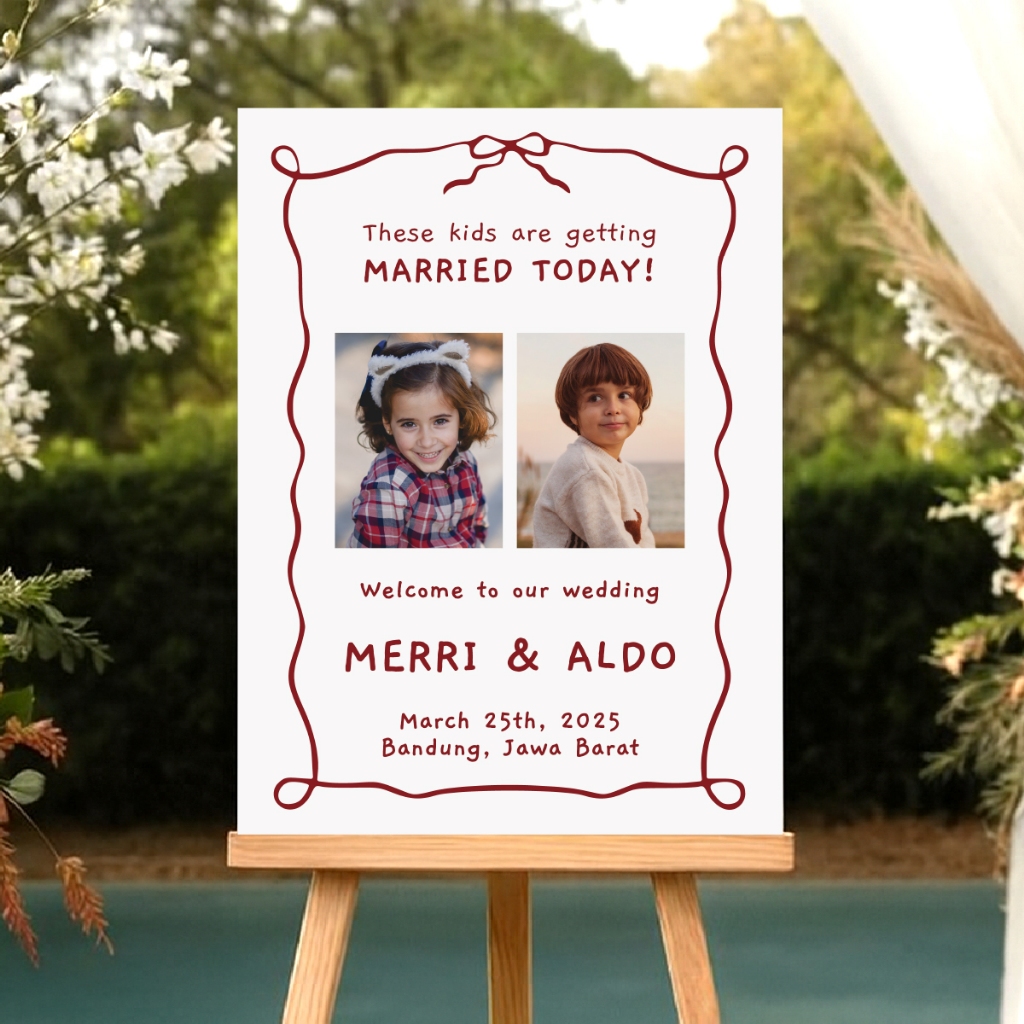 Cetak Foto Wedding [PROMO] Welcome Sign Masa Kecil Vintage Free Custom Foto Prewedding Bingkai Kayu