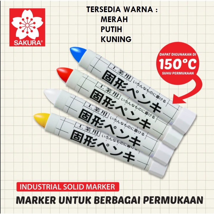 SPIDOL BESI SAKURA Solid Marker Warna MERAH KUNING PUTIH