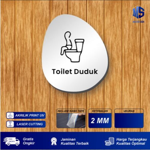 Tulisan Toilet Duduk Sign Board Akrilik Tempel Dinding Papan Acrylic - B175