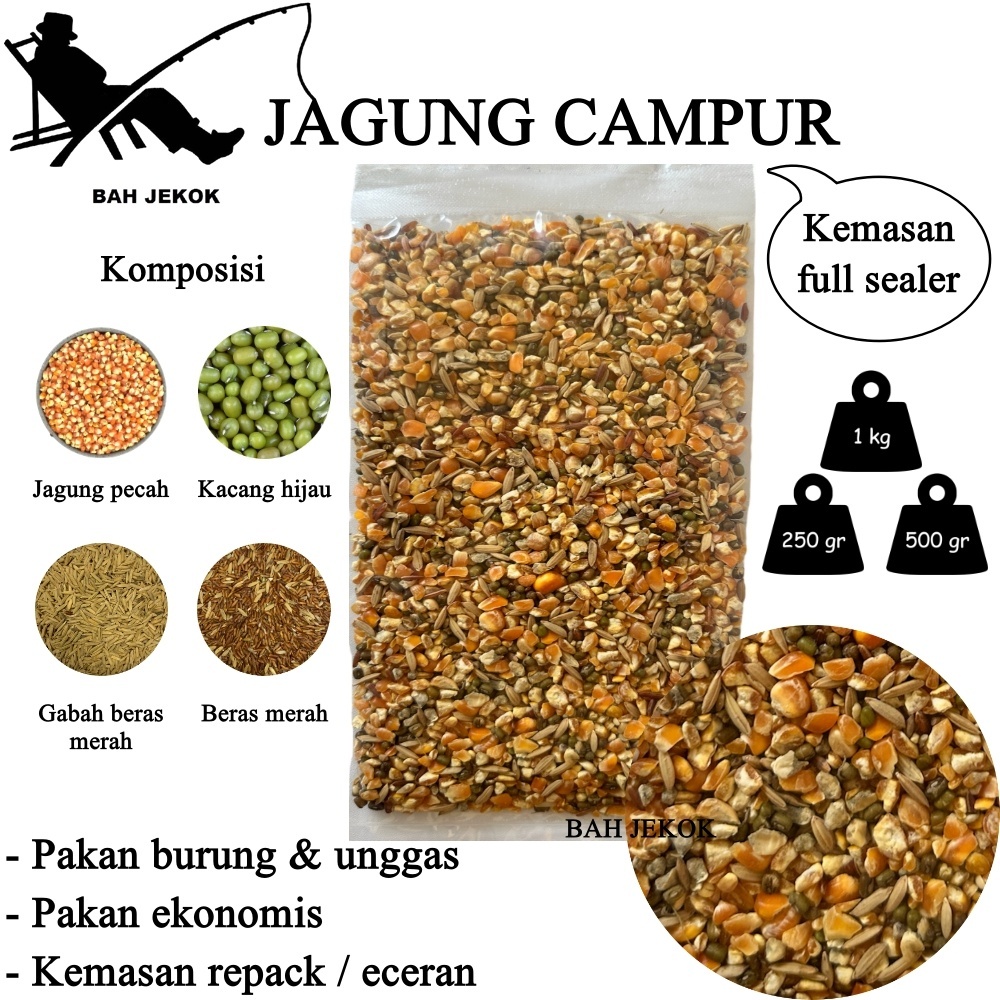 Jagung campur untuk pakan ayam Bangkok Petelur Pedaging Kampung Aduan Broiler dll (250gr - 1kg).