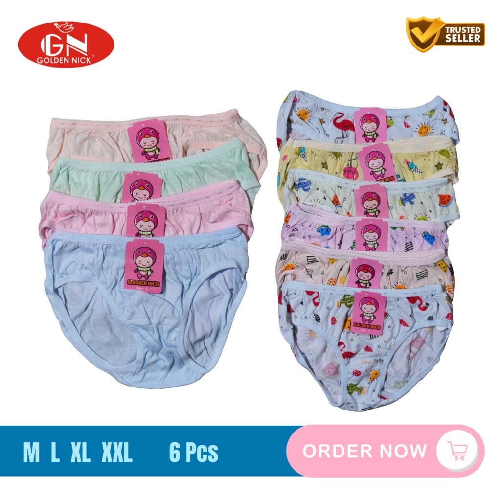 [6 Pcs] Celana dalam anak perempuan | Golden Nick GN | Warna MIX | Polos-Motif | M-XXL