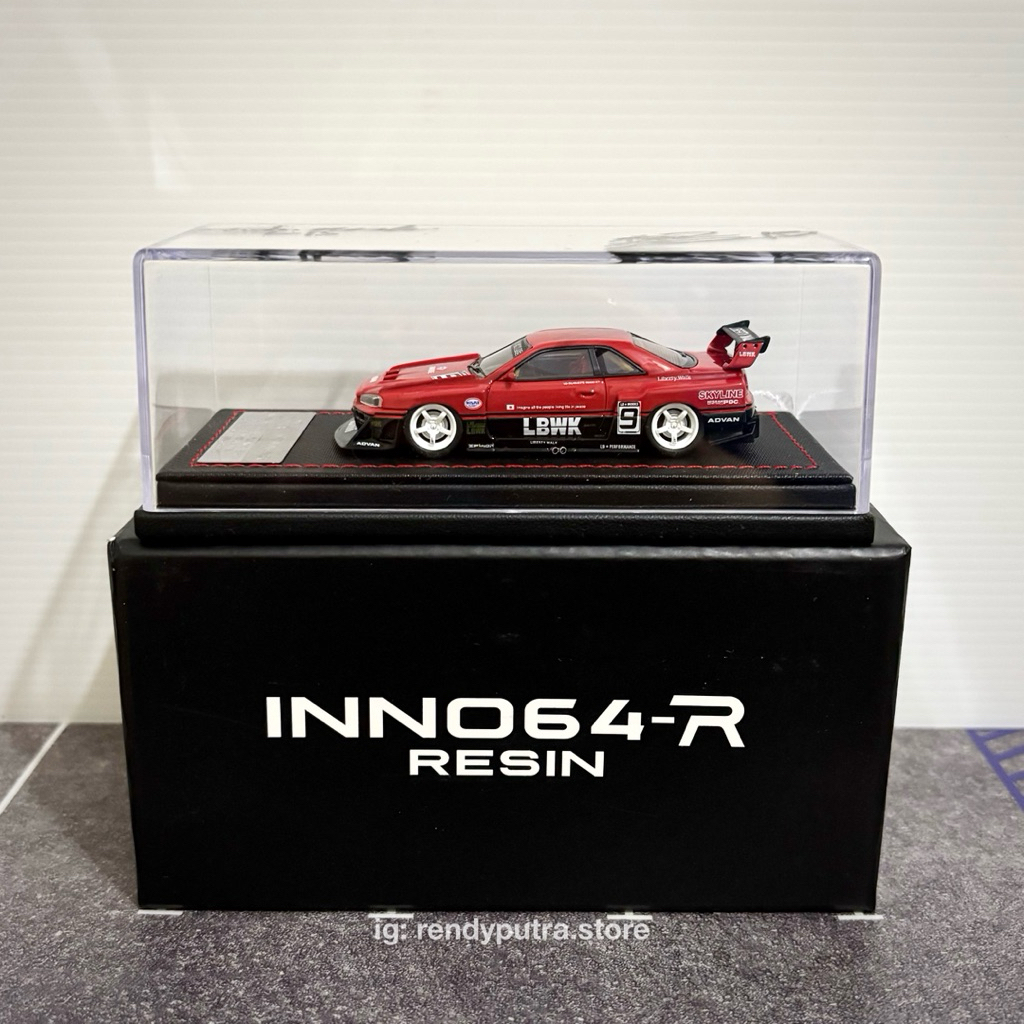INNO64 RESIN Nissan Skyline LBWK ER34 LB-Super Silhouette Red Black No.9 Sign Wataru Kato & Toshi fr