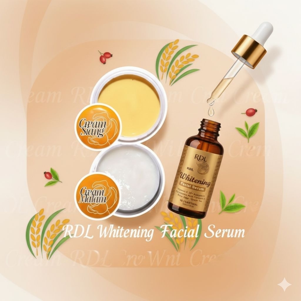 PAKET 3IN1 RDL/SERUM WHITENING & CREAM RDL SIANG MALAM