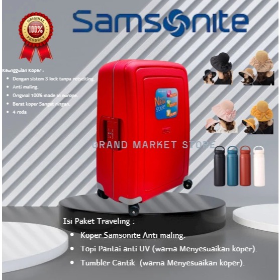Samsonite Koper Travel Samsonite S'cure Hardcase Free Tumbler 100% Original /Paket Travel Koper Sams