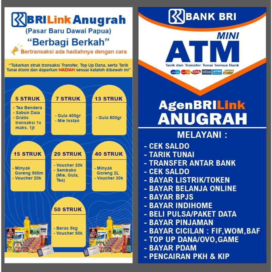 Spanduk Banner Konter / Agen BRILink Daftar Struk
