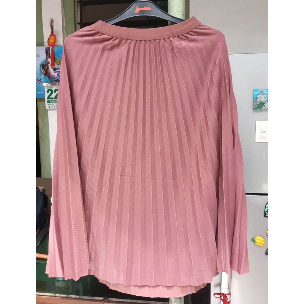 Rok Plisket warna Pink Polos / Rok Panjang