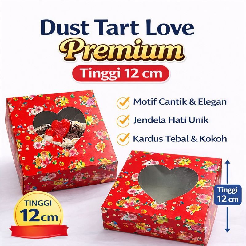 Dus Tart/ Dus Pudding/ Dus Lamaran Dengan Tutup Hati Motif Bunga